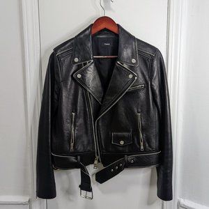 Theory Lamb Leather Moto Jacket | Black | L